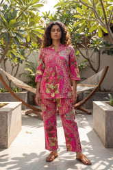Tropical Bloom Magenta Cotton Co-ord Set