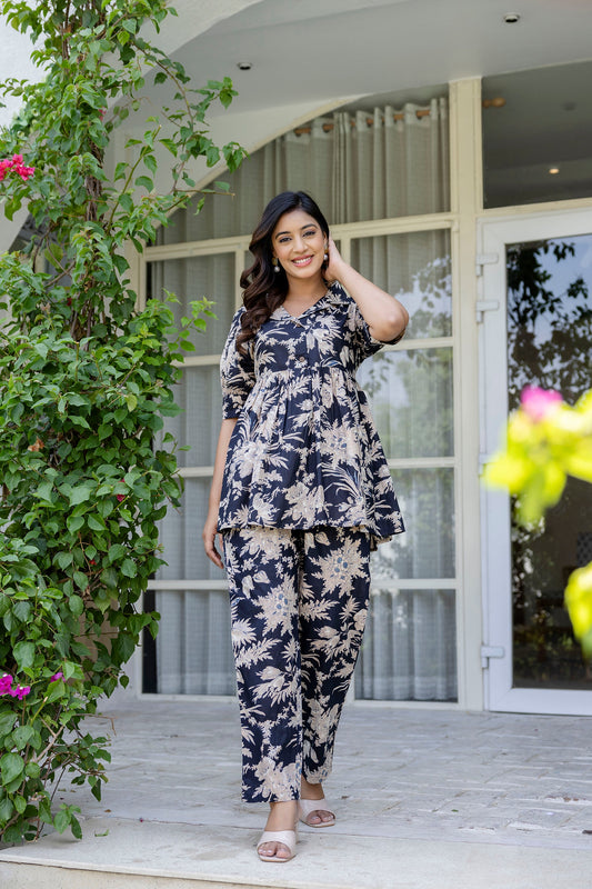 Shadowthread Black Cotton Co-ord Set - Me&My