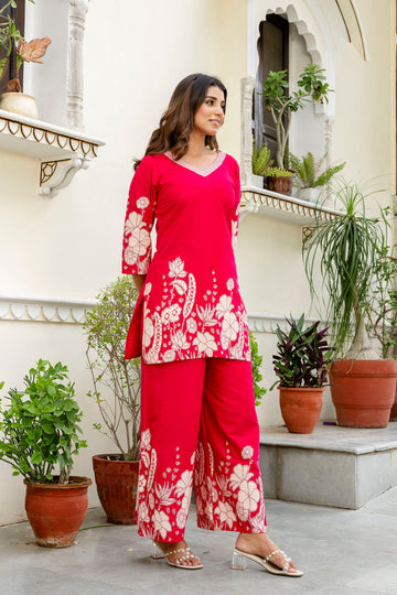 Petalrush Pink Floral Cotton Flex Co-ord Set