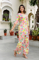 Off-White Cotton Floral Co-ord Set - Me&My