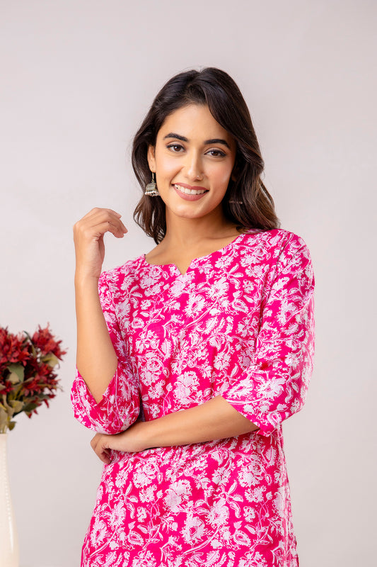 Pink Cotton Floral Co-ord Set - Me&My
