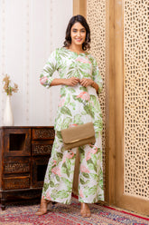 White Cotton Botanical Co-ord Set - Me&My
