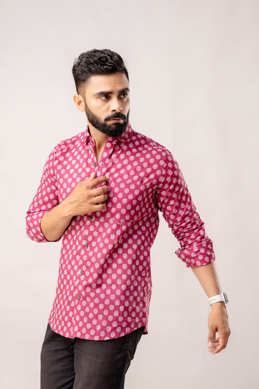 Bohemian Purple Block Print Long Sleeve Shirt - Me&My