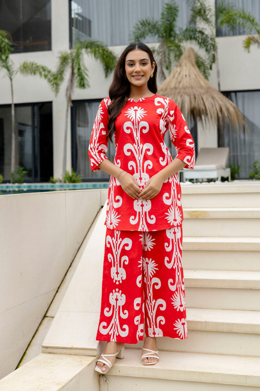 Rose Ember Red Cotton Co-ord Set - Me&My