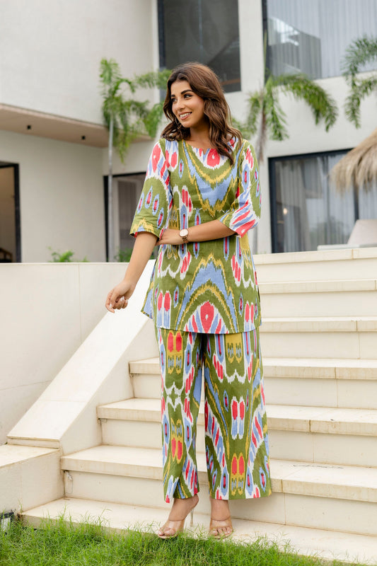 Forest Flow Green Cotton Co-ord Set - Me&My