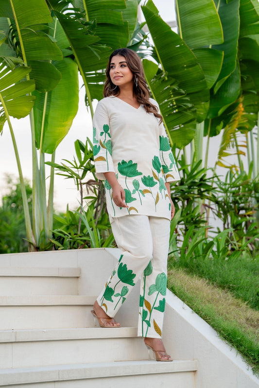 Lotus Whisper Ivory Cotton Flex Co-ord Set - Me&My