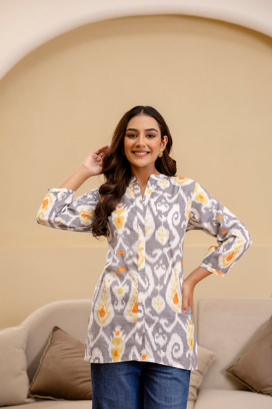 Ashen Glow Ikat Cotton Top - Me&My