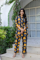 Midnight Sunflower Shirt Style Cotton Co-ord Set