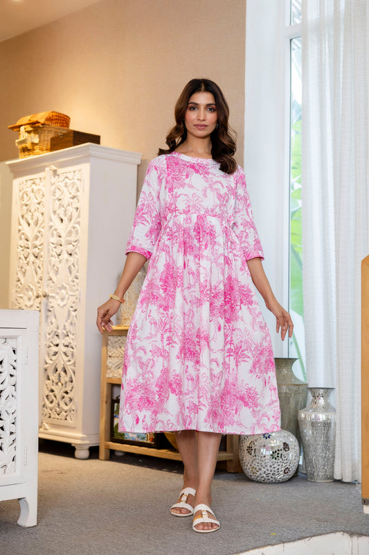 French Toile Flared Maternity Gown - Me&My