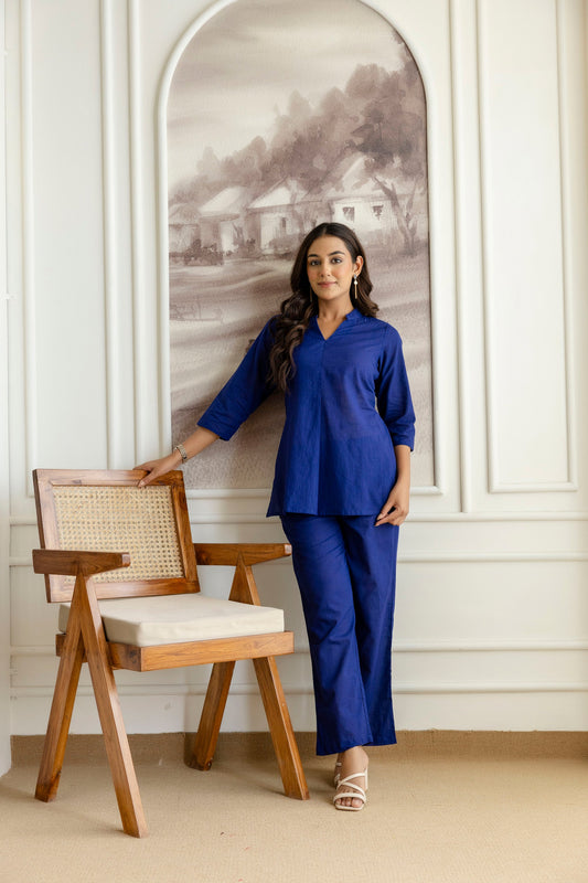 Deepwater Blue Cotton Co-ord Set - Me&My