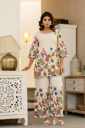 Whisperleaf Off-White Botanical Co-ord Set