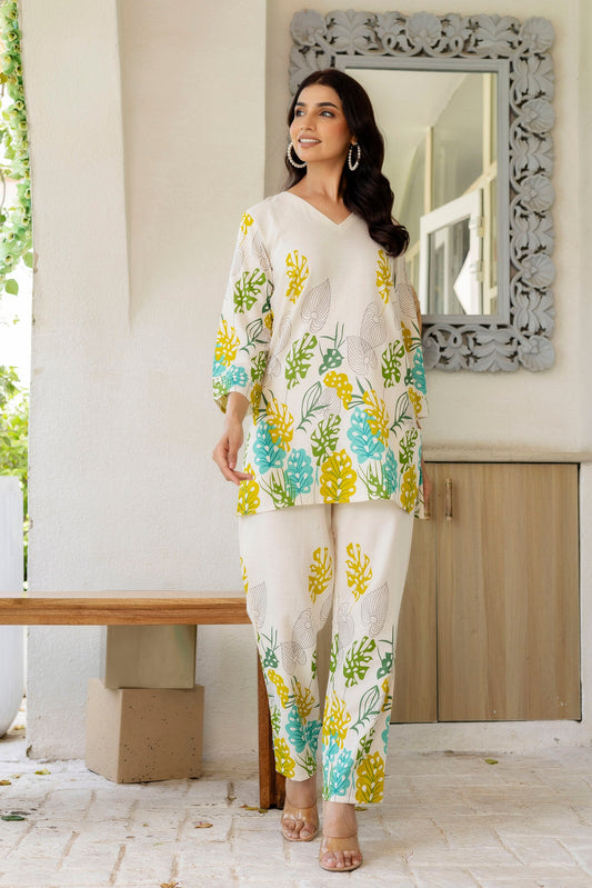 Porcelain Drift Off-White Cotton Flex Co-ord Set - Me&My