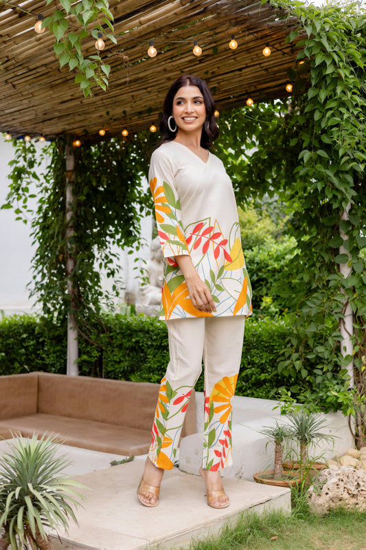 Pearl Mist Off-White Cotton Flex Co-ord Set - Me&My