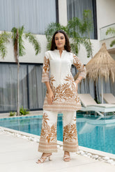 Ecru Bloom Off-White Cotton Flex Co-ord Set - Me&My