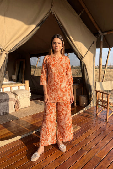 Copper Paisley Cotton Co-ord Set
