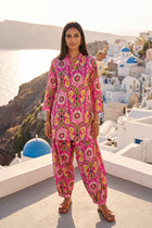 Magenta Medallion Cotton Farshi Salwar Set