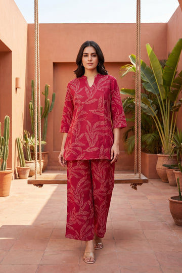 Ruby Essence Cotton Angrakha Co-ord Set