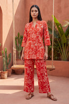 Sunlit Bloom Orange Angrakha Cotton Co-ord Set