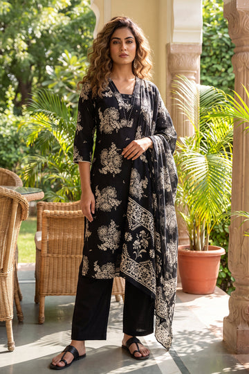 Pantheon Onyx Cotton Dupatta Set