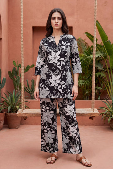 Dark Florescence Cotton Angrakha Co-ord Set