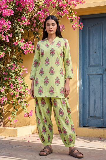 Emerald Ripple Cotton Farshi Salwar Set