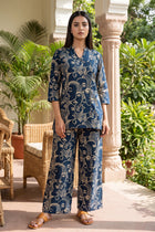 Midnight Reverie Navy Angrakha Cotton Co-ord Set