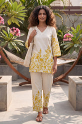 Henna Grove Ivory Botanical Floral Cotton Co-ord Set