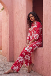 Scarlet Bloom Floral Cotton Co-ord Set
