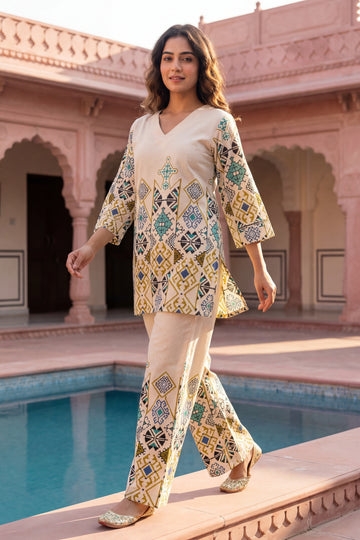 Artisan Mandala Cream Cotton Flex Co-ord Set