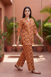 Sunset Tapestry Orange Cotton Angrakha Co-ord Set - Me&My