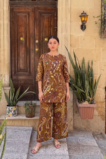Hazelnut Paisley Cotton Co-ord Set