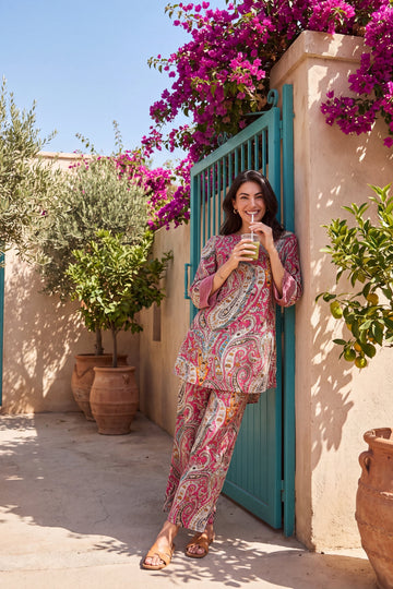 Berry Paisley Cotton Co-ord Set