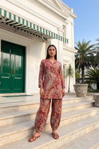 Wine Paisley Cotton Farshi Salwar Set