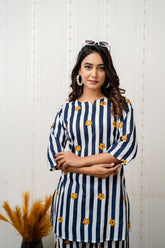 Ocean Stripes Blue Cotton Co-ord Set - Me&My