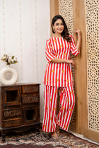 Scarlet Bloom Stripe Cotton Co-ord Set