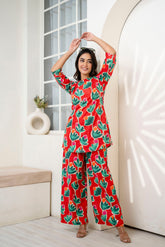 Crimson Petal Cotton Co-ord Set - Me&My