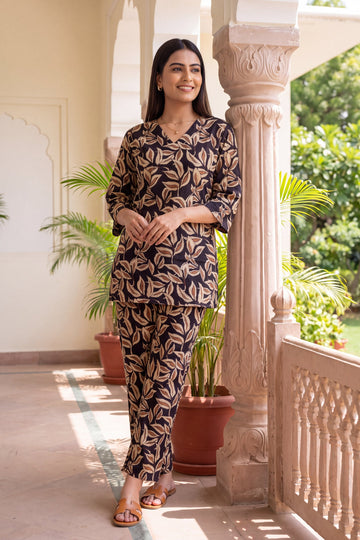 Ink Trellis Black Cotton Co-ord Set
