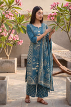 Forge Indigo Cotton Dupatta Set