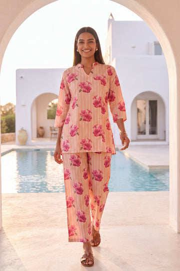 Almond Veil Cotton Angrakha Co-ord Set
