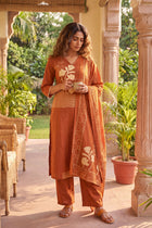 Paprika Tangerine Cotton Dupatta Set
