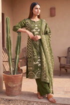 Galleria Olive Cotton Dupatta Set