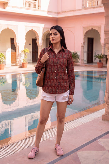Garnet Maroon Cotton Shirt