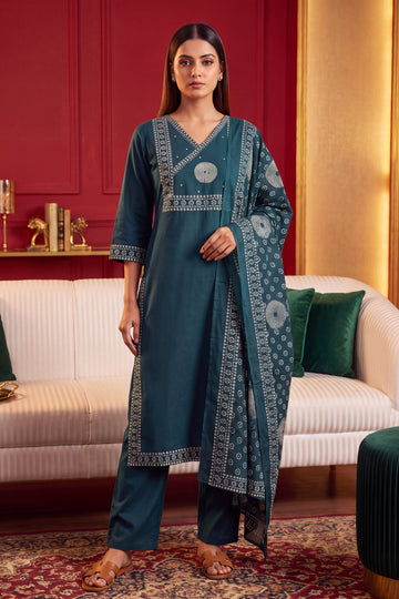 Denim Drift Cotton Dupatta Set