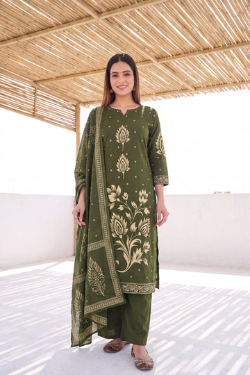 Sage Orchard Cotton Dupatta Set