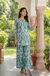 Verdant Hues Abstract Cotton Co-ord Set