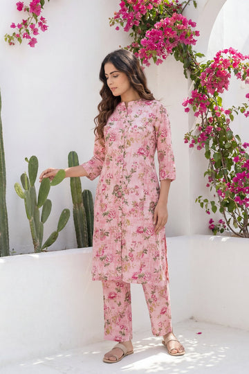 Pink Peony Garden Floral Cotton Co-ord Set