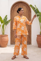 Saffron Blossom Orange Floral Cotton Co-ord Set