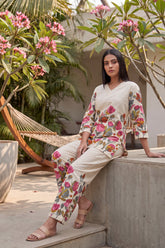 Tulip Cascade Ivory Floral Cotton Co-ord Set