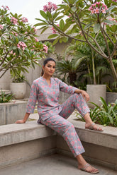 Rosewood Cluster Slate Blue Floral Cotton Co-ord Set