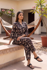 Nocturne Bloom Onyx Floral Cotton Co-ord Set